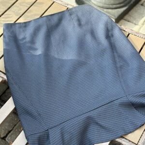 White House Black Market Blue Houndstooth Flounce Skirt